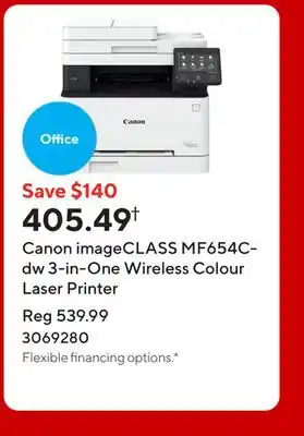 Staples Canon imageCLASS MF654Cdw 3-in-One Wireless Colour Laser Printer offer