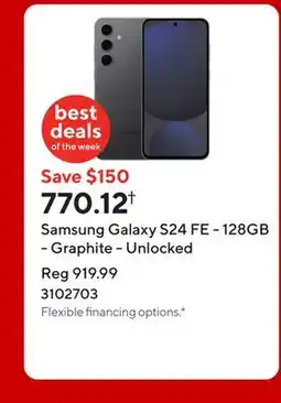 Staples Samsung Galaxy S24 FE - 128GB - Graphite - Unlocked offer