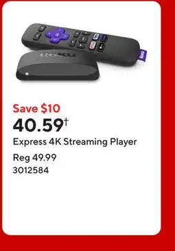 Staples Express 4K Streaming Player offer