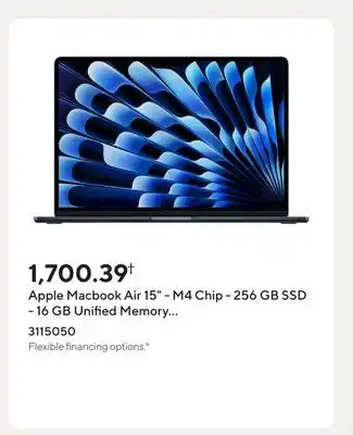 Staples Apple Macbook Air 15 - M4 Chip - 256 GB SSD - 16 GB Unified Memory - Midnight - English offer