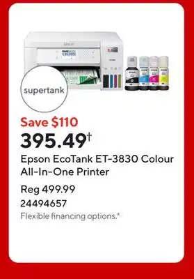 Staples Epson EcoTank ET-3830 Colour All-In-One Printer offer