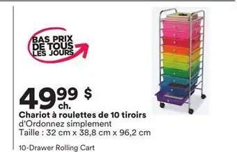 Michaels Chariot à roulettes de 10 tiroirs d'Ordonnez simplement offer