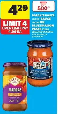 Real Canadian Superstore Patak's paste, sauce or blue dragon paste offer