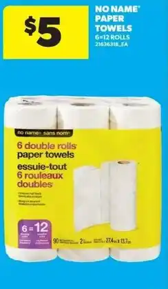 Real Canadian Superstore No name paper towels offer