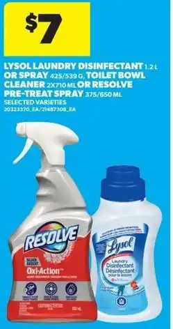 Real Canadian Superstore Lysol laundry disinfectant or spray, toilet bowl cleaner or resolve pre-treat spray offer