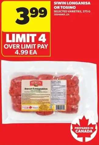 Real Canadian Superstore Siwin longanisa or tosino offer