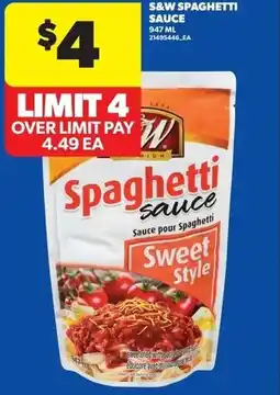 Real Canadian Superstore S&W spaghetti sauce offer