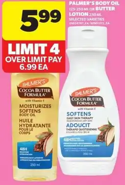 Real Canadian Superstore Palmer's body oil or Butter lotion offer