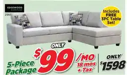 Surplus Furniture 5Pc Package: Naples Silver 2PC Sectional offer