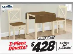 Surplus Furniture Cream & Oak 3Pc Dinette Set offer
