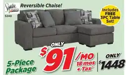 Surplus Furniture 5Pc Package: Gardiner Pewter 2PC Sectional offer