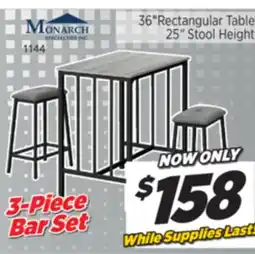 Surplus Furniture Grey/Black Metal 3PC Bar Set offer