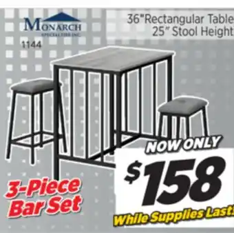 Surplus Furniture Grey/Black Metal 3PC Bar Set offer