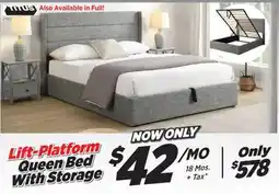 Surplus Furniture Grey Linen Platform-Lift Queen Bed w/ Storage offer