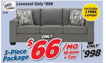 Surplus Furniture 3Pc Package: Deltona Graphite Sofa offer