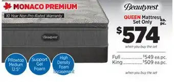 Surplus Furniture Monaco Premium Queen Mattress Set offer