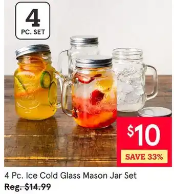 Kitchen Stuff Plus 4 Pc. Ice Cold Glass Mason Jar Set offer