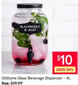 Kitchen Stuff Plus Oldtyme Glass Beverage Dispenser - 4L offer