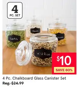 Kitchen Stuff Plus 4 Pc. Chalkboard Glass Canister Set offer