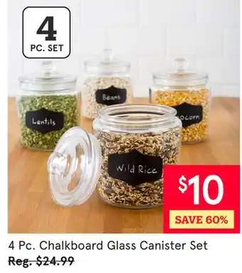Kitchen Stuff Plus 4 Pc. Chalkboard Glass Canister Set offer