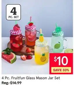 Kitchen Stuff Plus 4 Pc. Fruitfun Glass Mason Jar Set offer