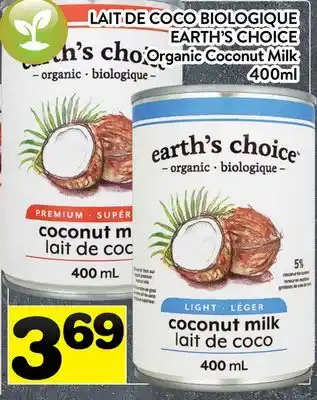 Supermarché PA LAIT DE COCO BIOLOGIQUE EARTH'S CHOICE | Organic Coconut Milk offer