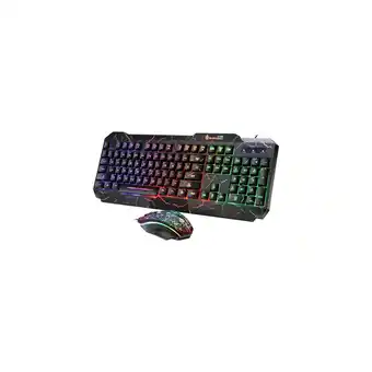Best Buy D620 RGB LED Backlit 104-Key Gaming Keyboard & Gaming Mouse Bundle Kit - Colorful Crack Design - USB Wired Keyboard and Mouse offer