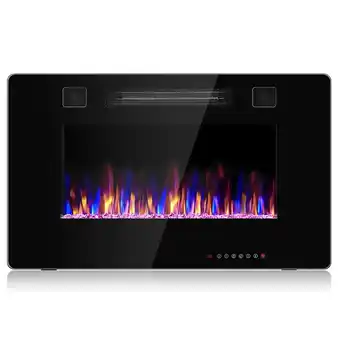 Best Buy Costway 30'' Electric Fireplace Recessed Ultra Thin Wall Mounted Heater Multicolor Flame offer