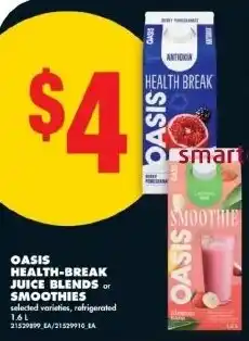 No Frills Oasis health-break juice blends or smoothies offer