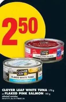 No Frills Clover leaf white tuna or flaked pink salmon offer