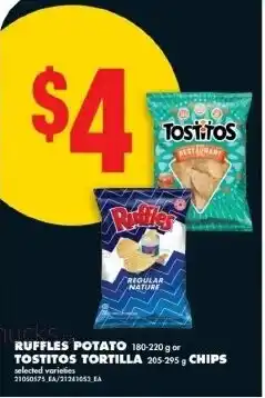 No Frills Ruffles potato or tostitos tortilla offer