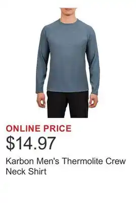 Costco Karbon Men's Thermolite Crew Neck Shirt offer
