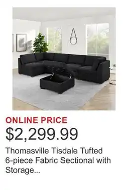 Costco Thomasville Tisdale Tufted 6-piece Fabric Sectional with Storage Ottoman offer