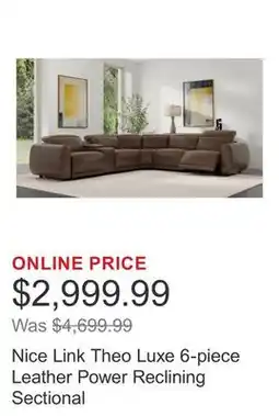 Costco Nice Link Theo Luxe 6-piece Leather Power Reclining Sectional offer