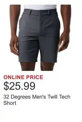 Costco 32 Degrees Men's Twill Tech Short offer