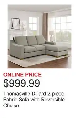 Costco Thomasville Dillard 2-piece Fabric Sofa with Reversible Chaise offer