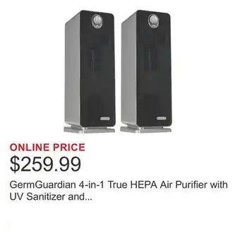 Costco GermGuardian 4-in-1 True HEPA Air Purifier with UV Sanitizer and Odor Reduction, 2-pack offer
