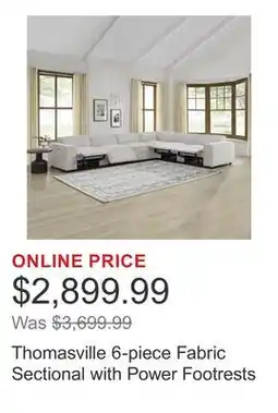 Costco Thomasville 6-piece Fabric Sectional with Power Footrests offer
