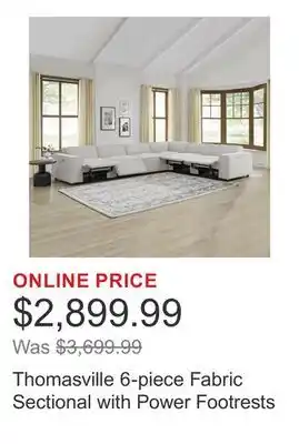 Costco Thomasville 6-piece Fabric Sectional with Power Footrests offer