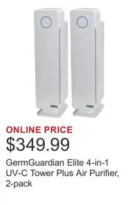 Costco GermGuardian Elite 4-in-1 UV-C Tower Plus Air Purifier, 2-pack offer