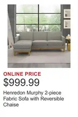 Costco Henredon Murphy 2-piece Fabric Sofa with Reversible Chaise offer