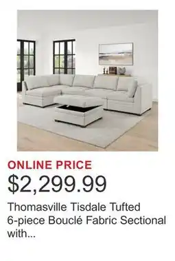 Costco Thomasville Tisdale Tufted 6-piece Bouclé Fabric Sectional with Storage Ottoman offer