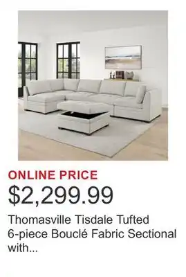 Costco Thomasville Tisdale Tufted 6-piece Bouclé Fabric Sectional with Storage Ottoman offer