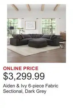 Costco Aiden & Ivy 6-piece Fabric Sectional, Dark Grey offer