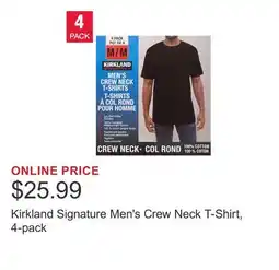 Costco Kirkland Signature Men's Crew Neck T-Shirt, 4-pack offer