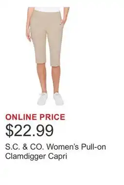 Costco S.C. & CO. Women's Pull-on Clamdigger Capri offer