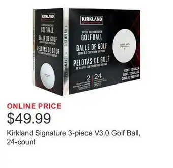 Costco Kirkland Signature 3-piece V3.0 Golf Ball, 24-count offer