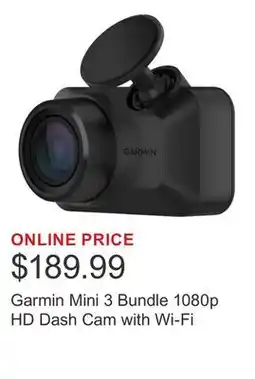 Costco Garmin Mini 3 Bundle 1080p HD Dash Cam with Wi-Fi offer