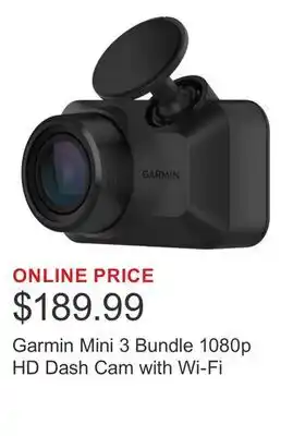 Costco Garmin Mini 3 Bundle 1080p HD Dash Cam with Wi-Fi offer
