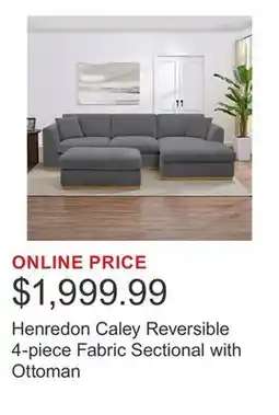 Costco Henredon Caley Reversible 4-piece Fabric Sectional with Ottoman offer